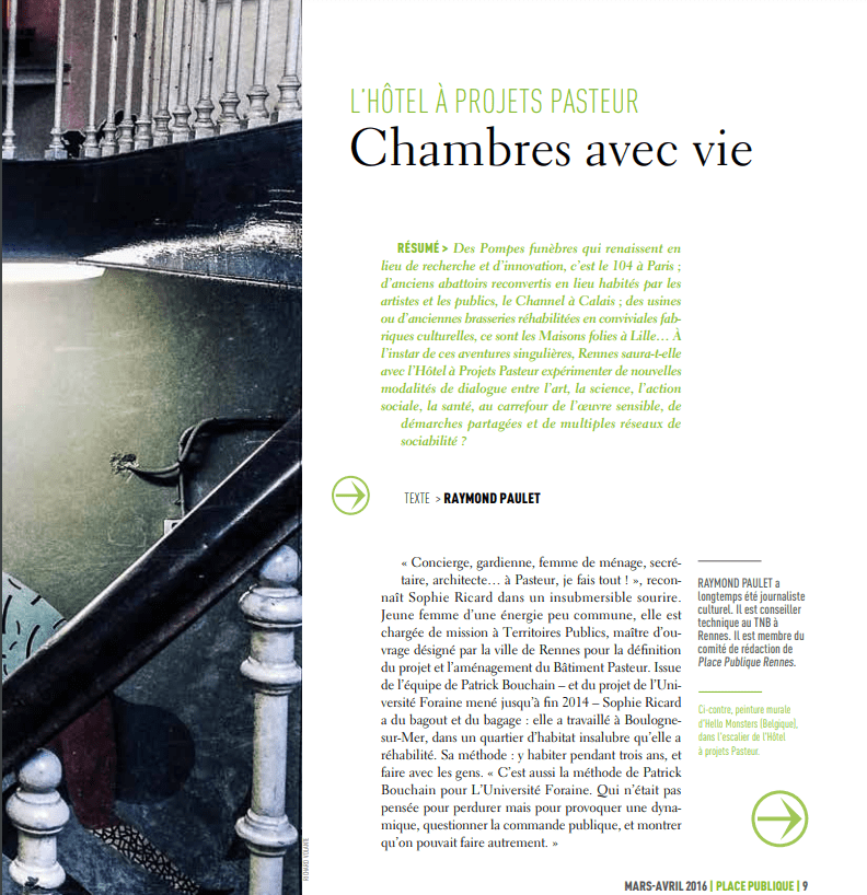 Reportage Hôtel à projets pasteur Rennes
